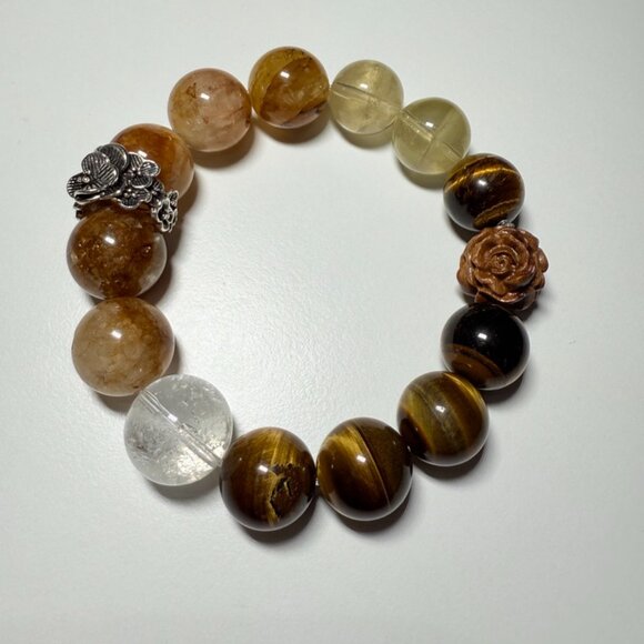 Tiger Eye × Golden Rutilated Quartz Bracelet - Picture 3 of 14